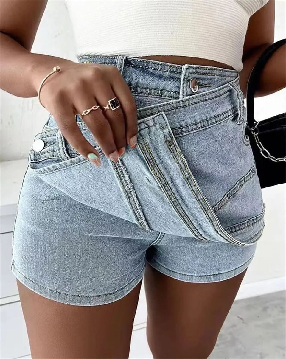 Irregular Short Denim Skort